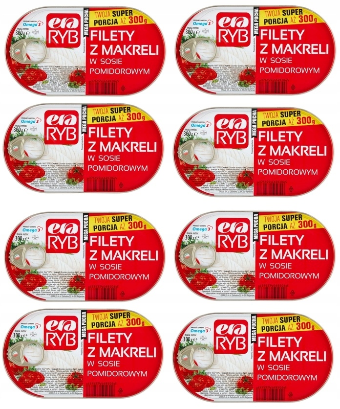 Levně 8 x 300 g Era Ryb Filety z makrely v rajčatové omáčce Karton