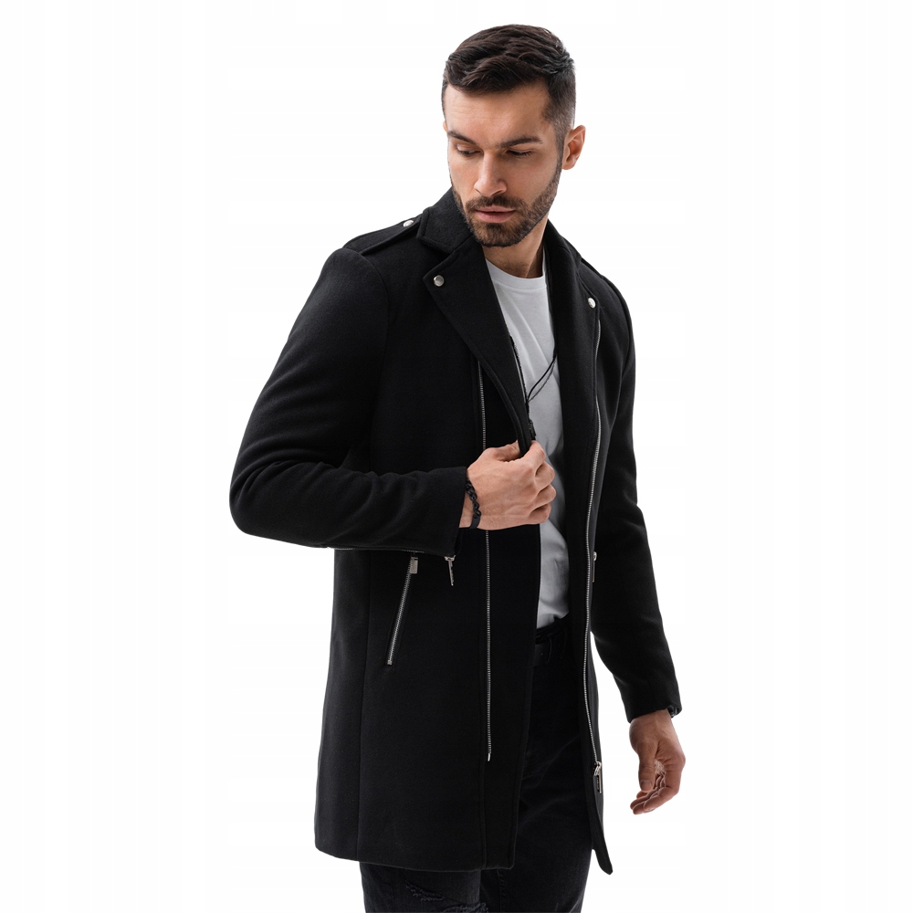 

Płaszcz męski stylowy pagony klapy C537 czarny XL