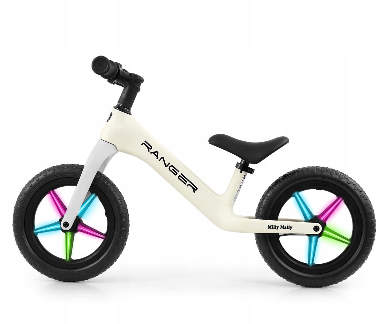 Rowerek Biegowy dla dziecka koła Eva 12" Led Ranger Flash Milly Mally White