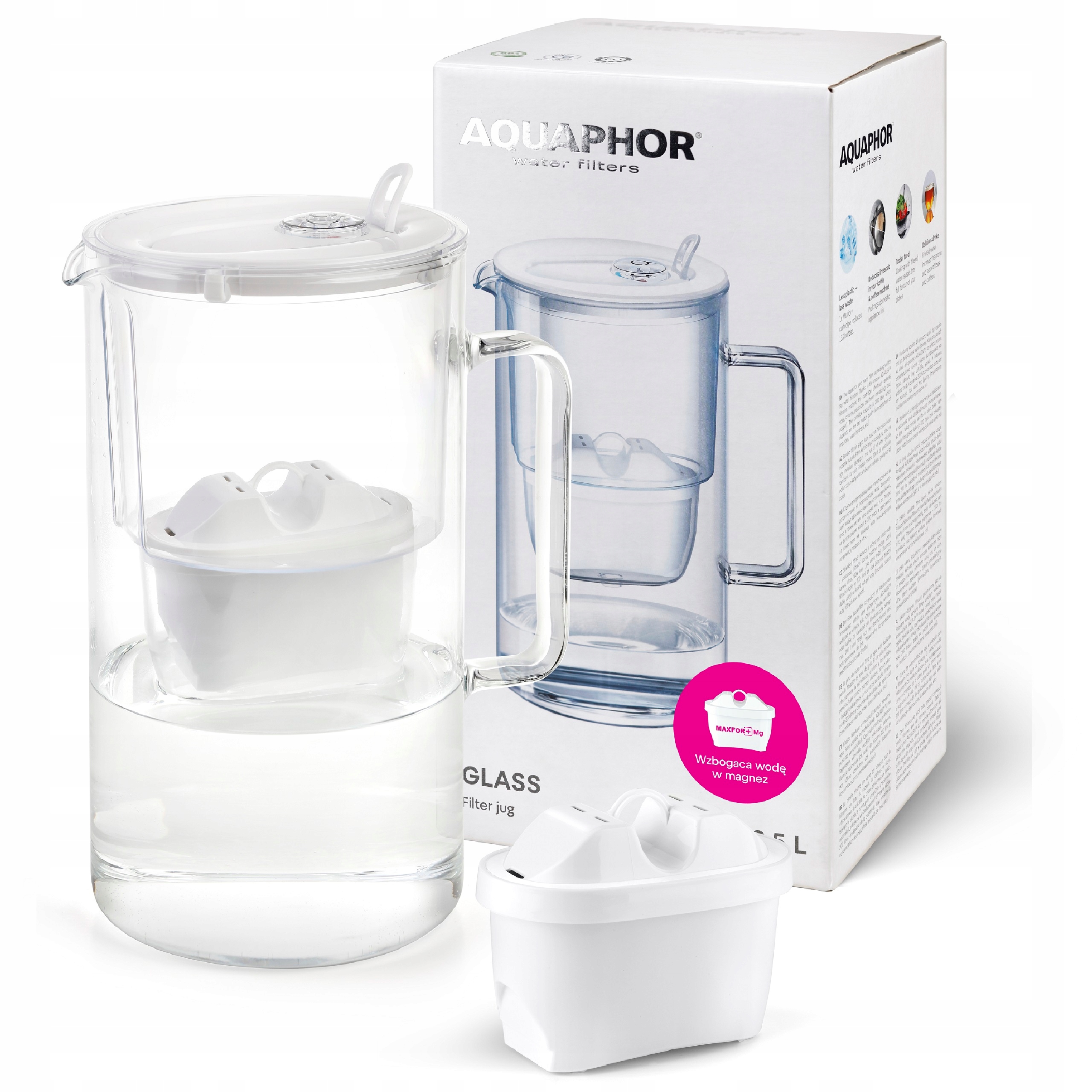 Dzbanek filtrujący do wody Aquaphor Glass 2,5L szklany filtr Maxfor Mg