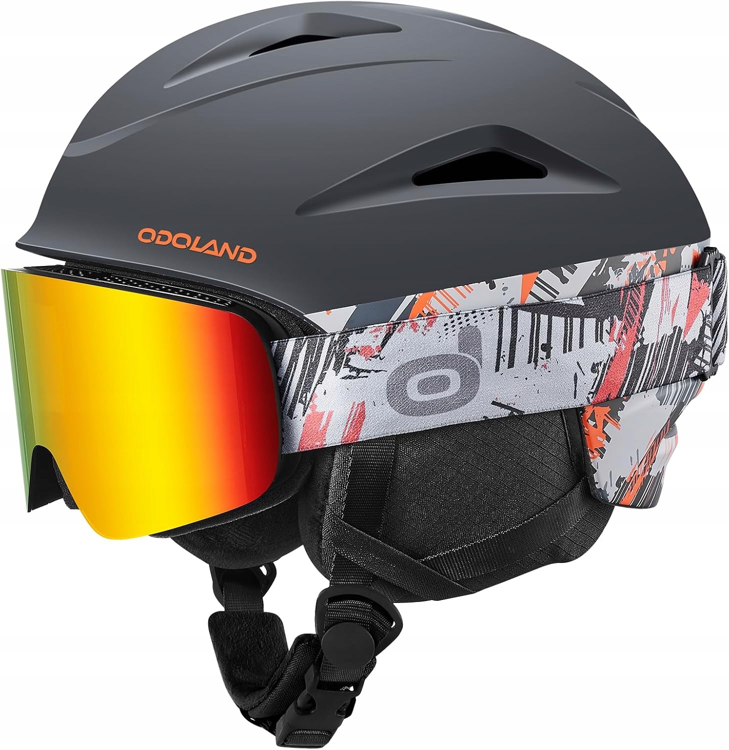 Kask Narciarski Snowboardowy Z Goglami Uv Odoland Szary M 57-59 cm