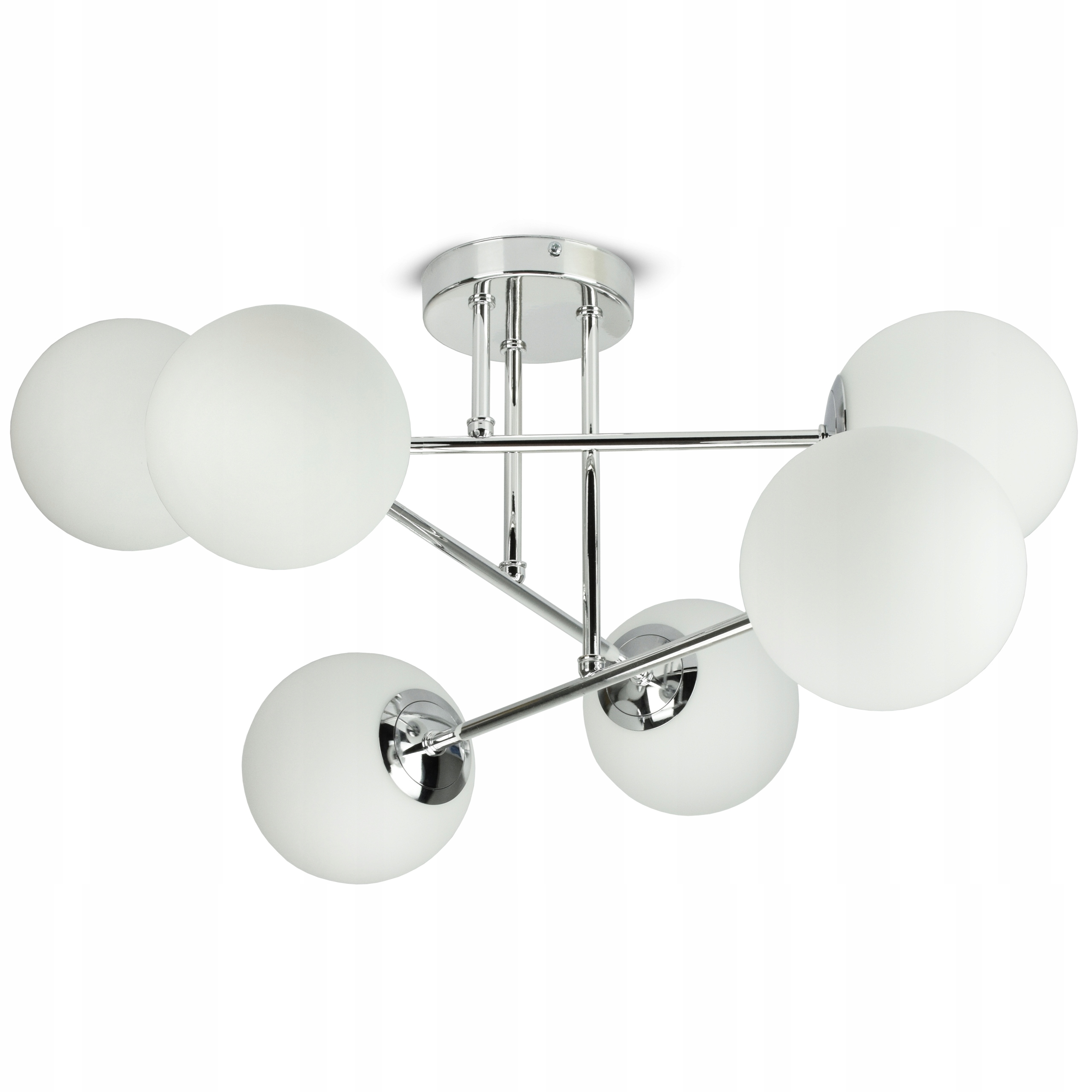 Lampa Sufitowa Żyrandol Plafon Chrom Szklane Białe Kule Glass W6 Led G9