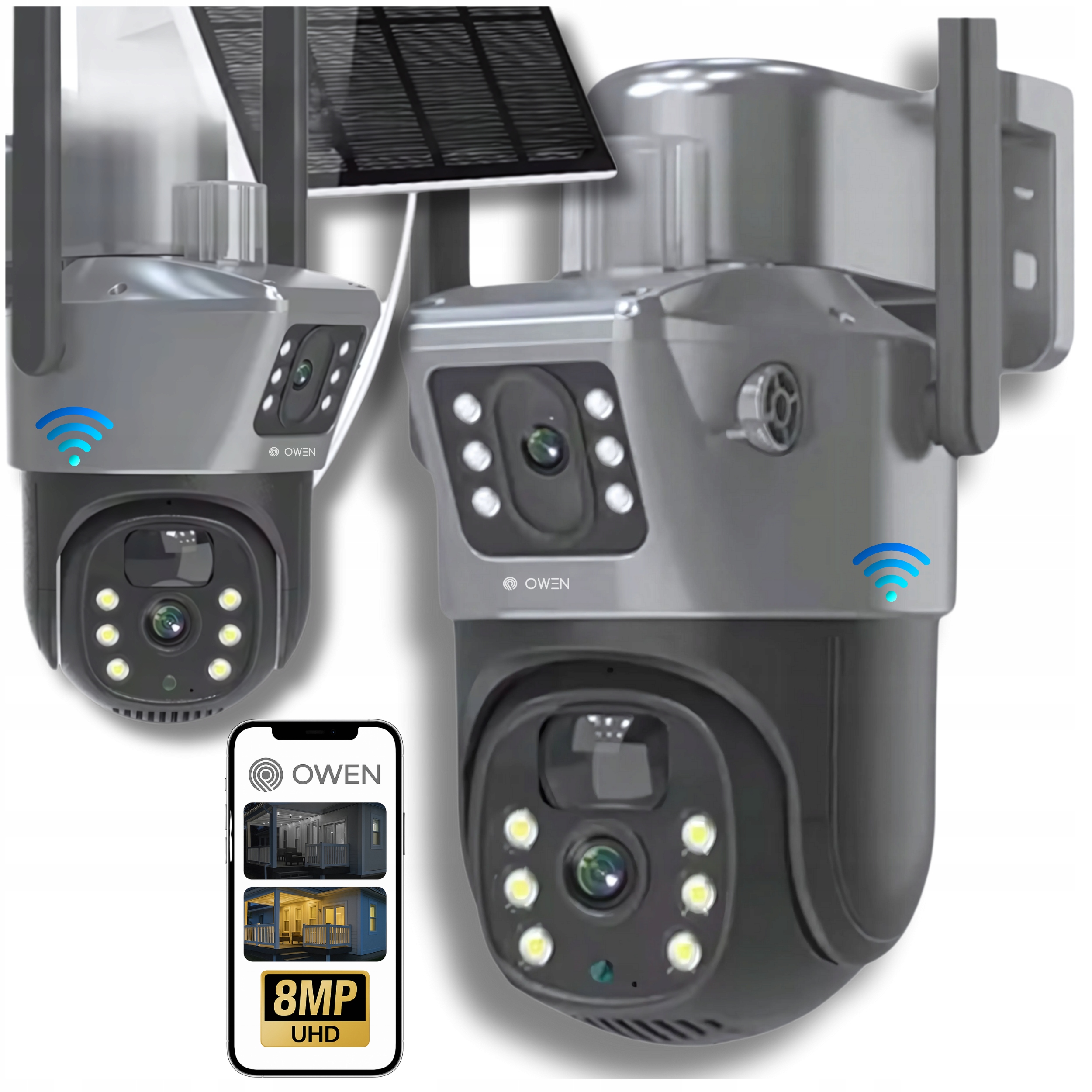 Duální Solární Wifi Ip Kamera Smart Venkovní Otočná Qhd 6MP 3v1 Zoom