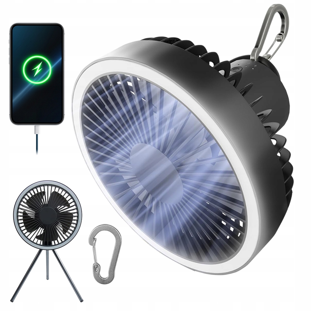 Led Trojnožkový Venkovní Ventilátor Power Bank 3V1 Mini Ventilátor 10000MAH
