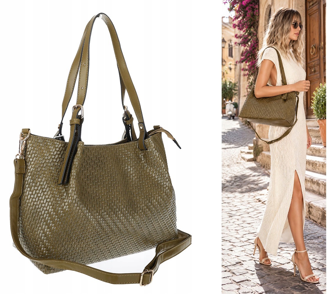 Dámská kabelka kufřík shopper prostorná elegantní přes rameno HJ397 Zelená