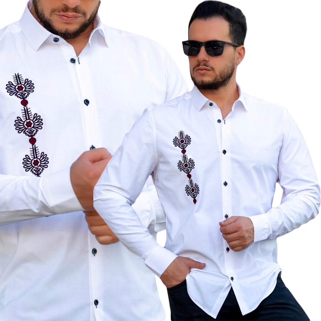 Elegantní bavlněná košile s límcem, pařeniště, efektní výšivka