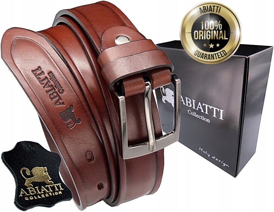 Skórzany Pasek Męski Do Spodni Abiatti Do Garnituru Gruba Skóra