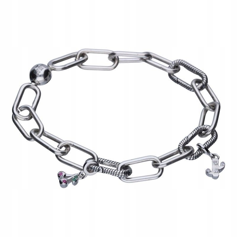 Stříbrný náramek s třešničkami 925, rhodiovaný řetízek 19 Cm jako dárek 16 g