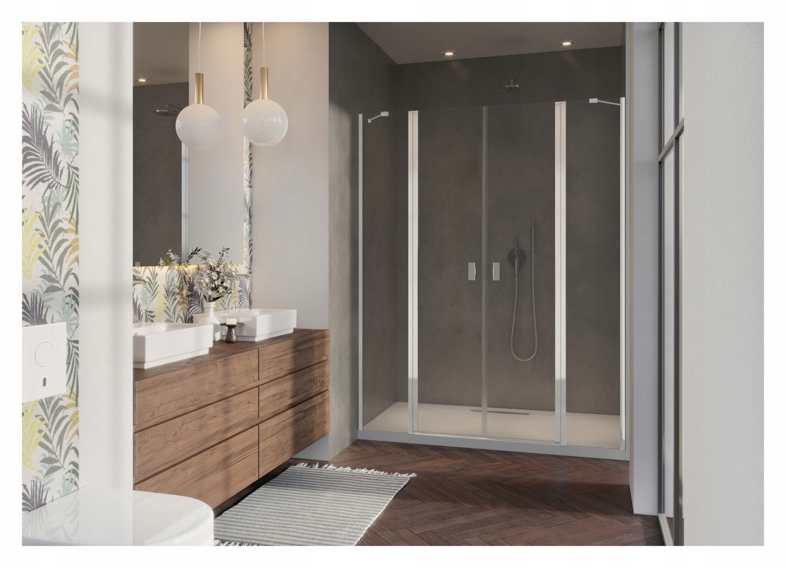 Drzwi prysznicowe wnękowe Nes DWD II 180 czyste Typ drzwi podwójne