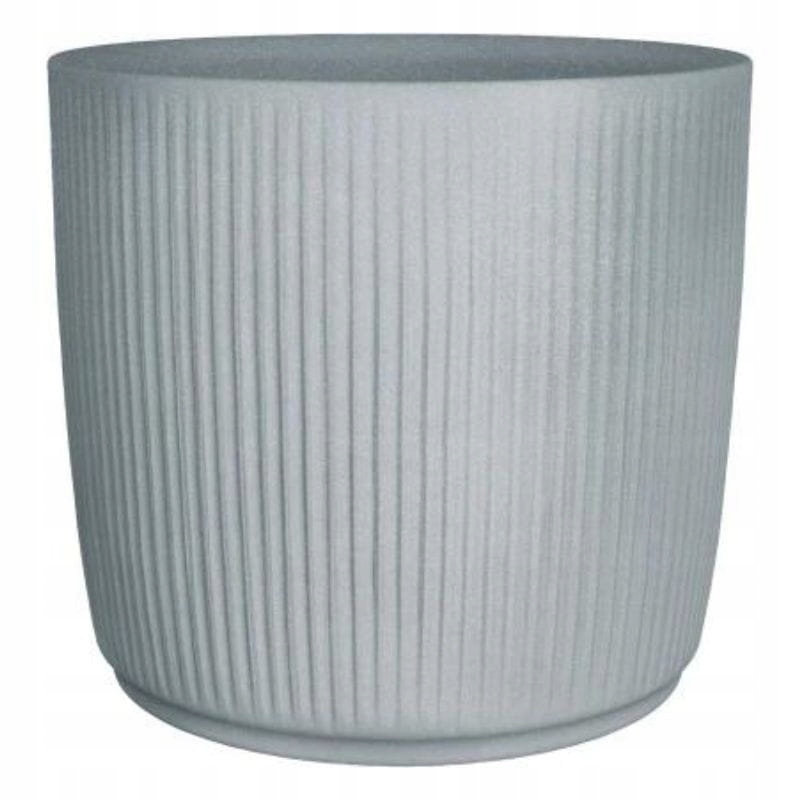 Elegantný kvetináč Scheurich Linetto 47 Stony Grey sivý s prúžkami
