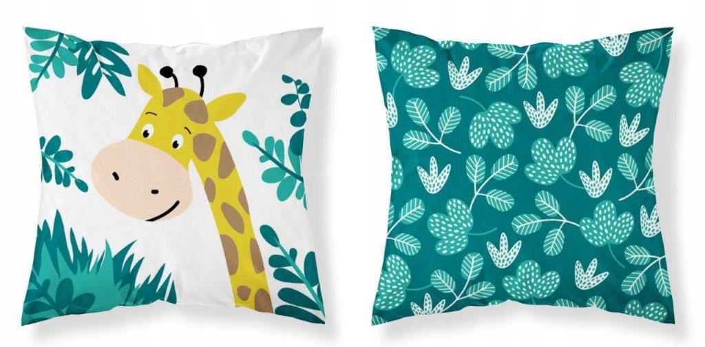 

Poszewka na poduszkę 40x40 Wesoła Dżungla Turkus