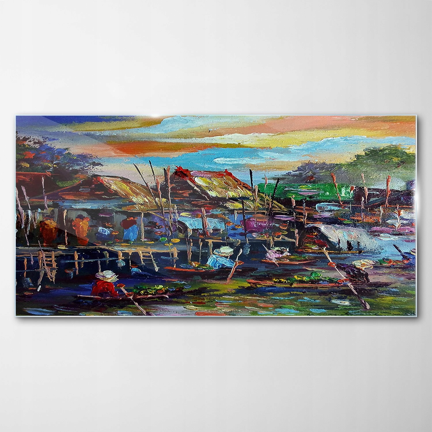 Obraz na skle Dekor Rieka Krajina Dedina 120x60