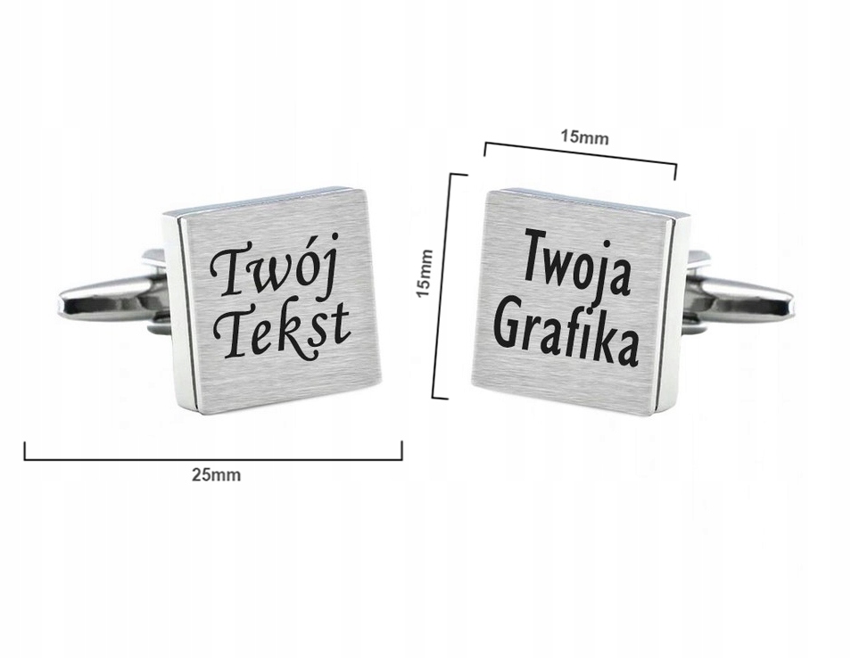 Spinki do mankietów TWÓJ TEKST TWOJA GRAFIKA ślub Marka Inna marka