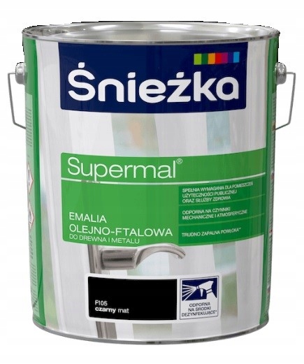 Śnieżka Supermal Emalia Olejovo-ftalová Čierna Matná 10L