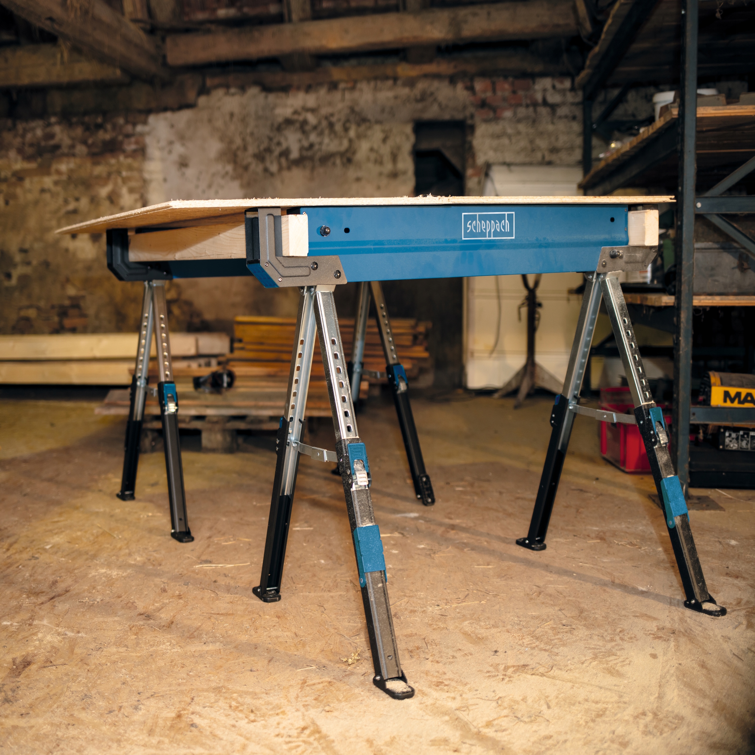 Stół Stojak Roboczy Koziołek Zestaw 2 szt. Do 1200 kg SCHEPPACH MWB600 Rodzaj kobyłka