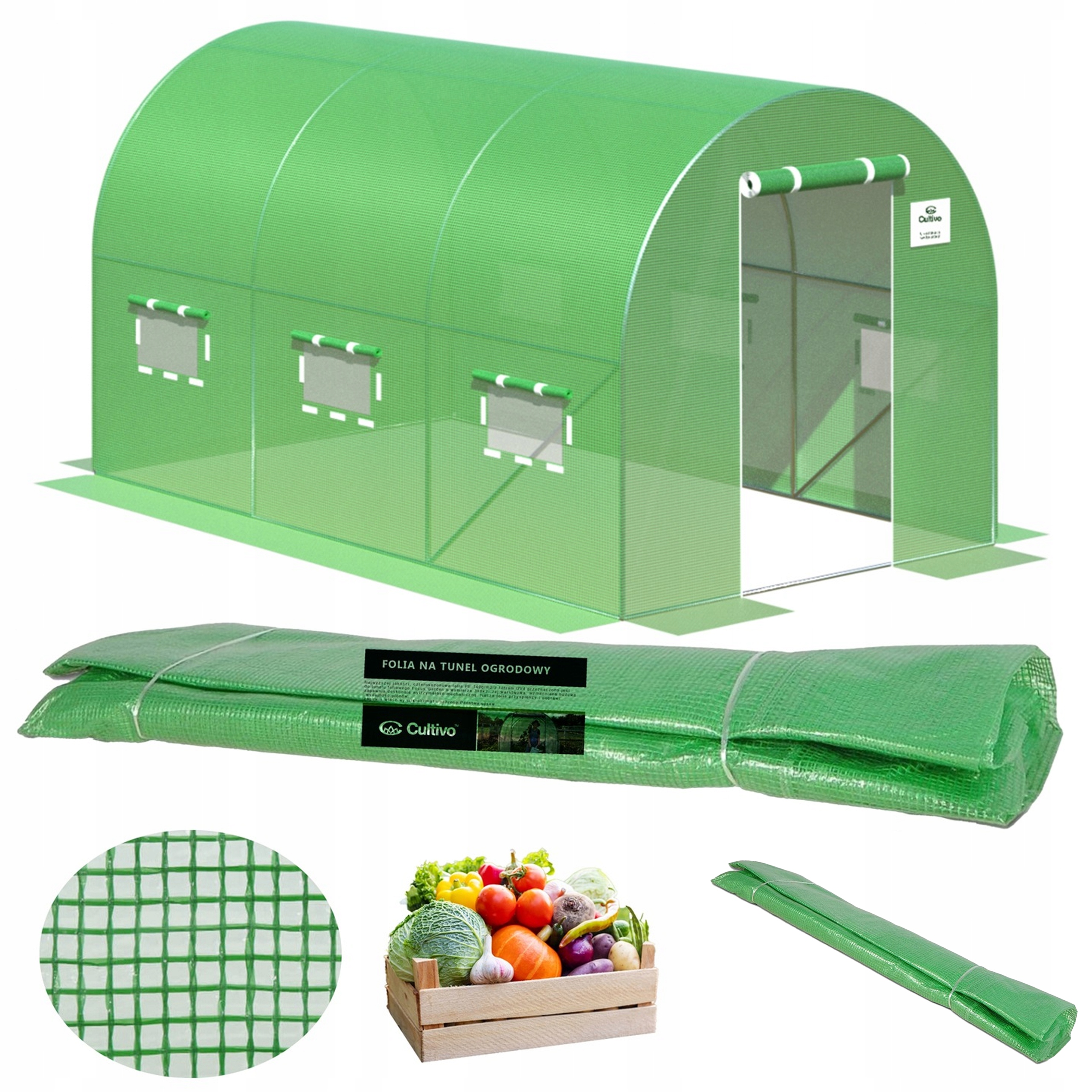 Fólie na zahradní tunel Skleník 2x3,5x2 Zelená UV4 Silná Bonus