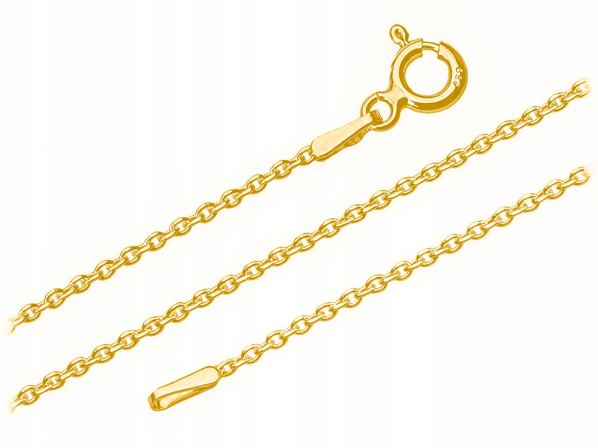 Stříbrný Pozlacený Klasický Řetízek Zlatý Ankr 1,4mm Diamantovaný 45cm