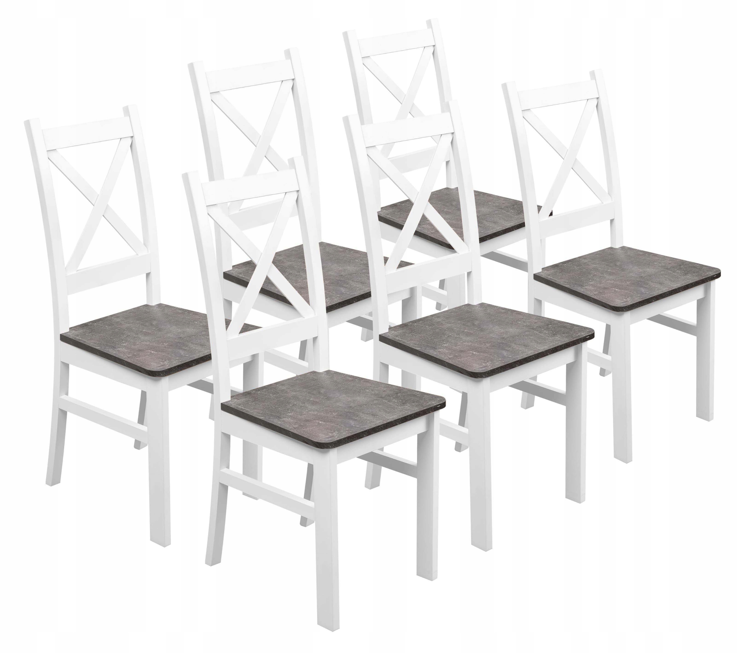 Sada 6x Dřevěná židle do obývacího pokoje Jídelna Buková Krt Bílá/Beton
