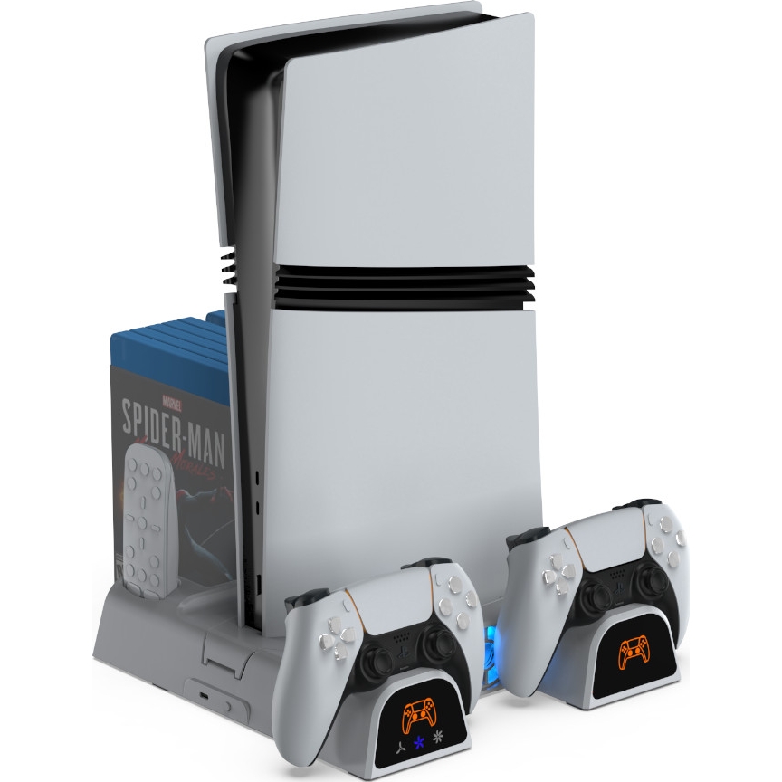 Nabíjecí a chladicí stanice Yaxo pro PS5 Pro Slim, nabíjení ovladačů, Led