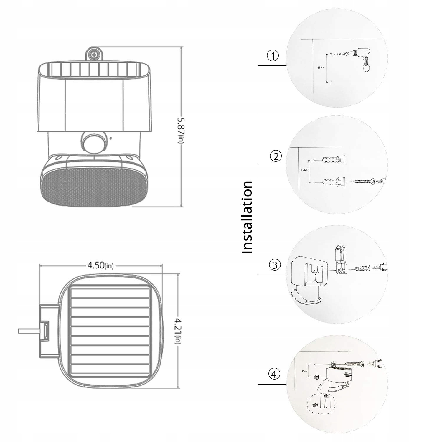 Lampa Solarna Z Czujnikiem Ruchu PIR Na Zewnątrz 2000LM Czarna OPASOLAR — miniatura 8