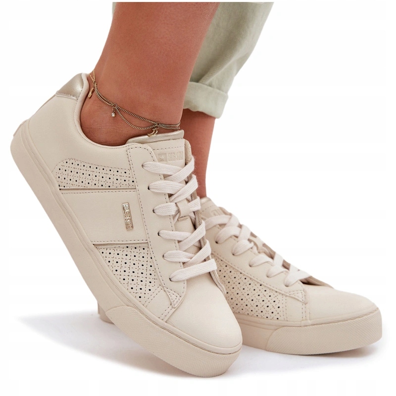 Dámské Tenisky Eko Kůže Nízké Ažurové Big Star TT274292 Béžové 36