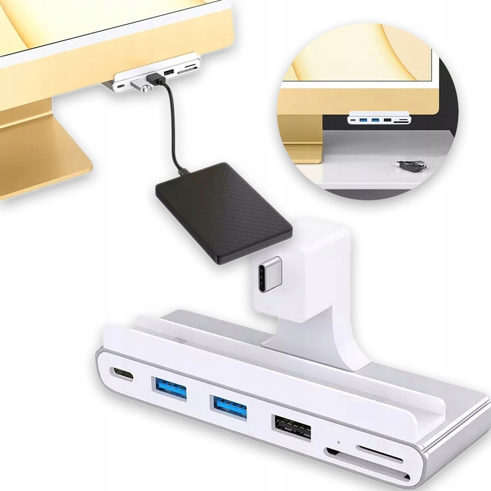 Hub stacja dokująca 7w1 USB do iMac 2021 iMC02 USB A + C czytnik kart SD