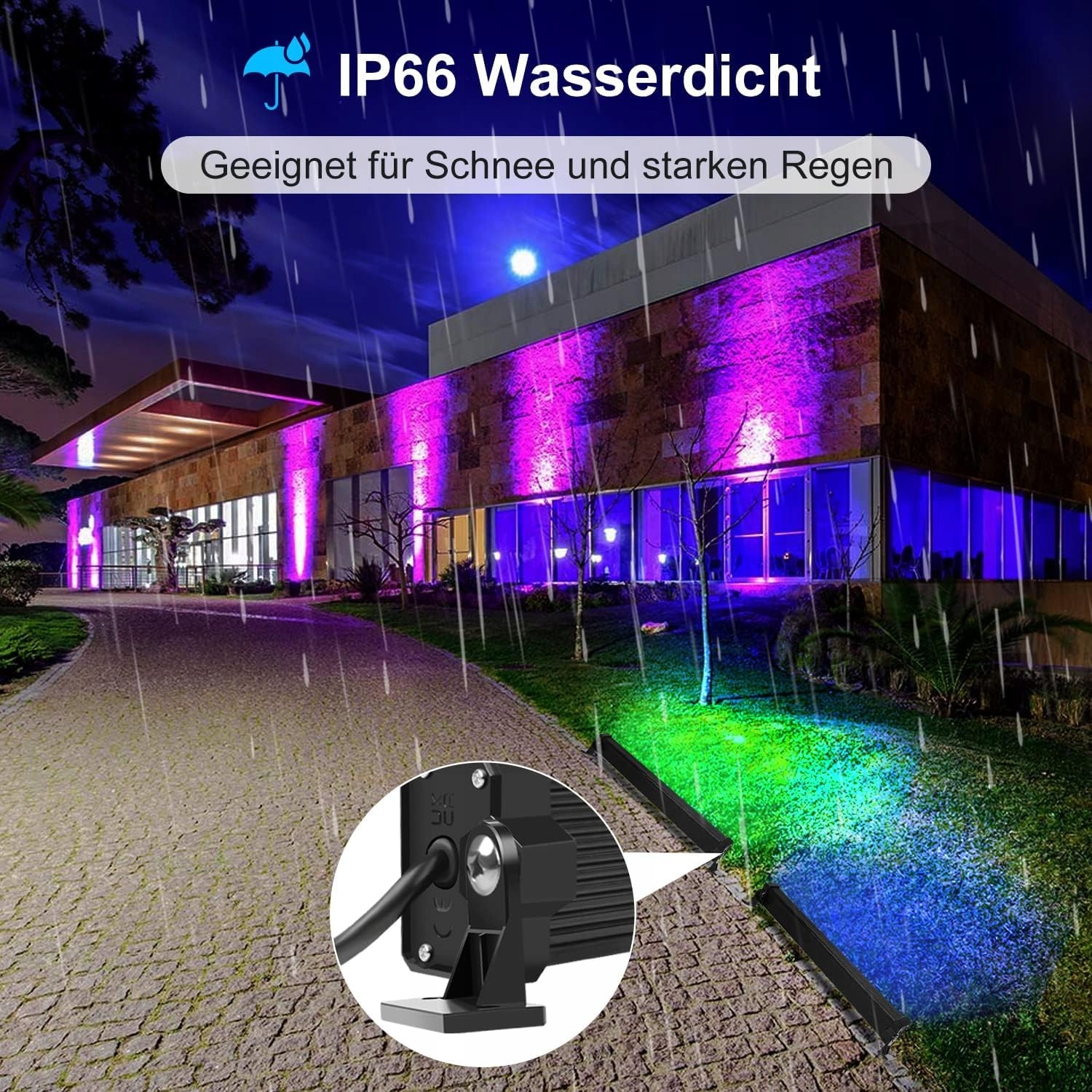 LINKE 42W LED Wallwasher Zestaw 2 RGB Reflektor 10 Kolorów IP66 Wodoodporny — miniatura 3