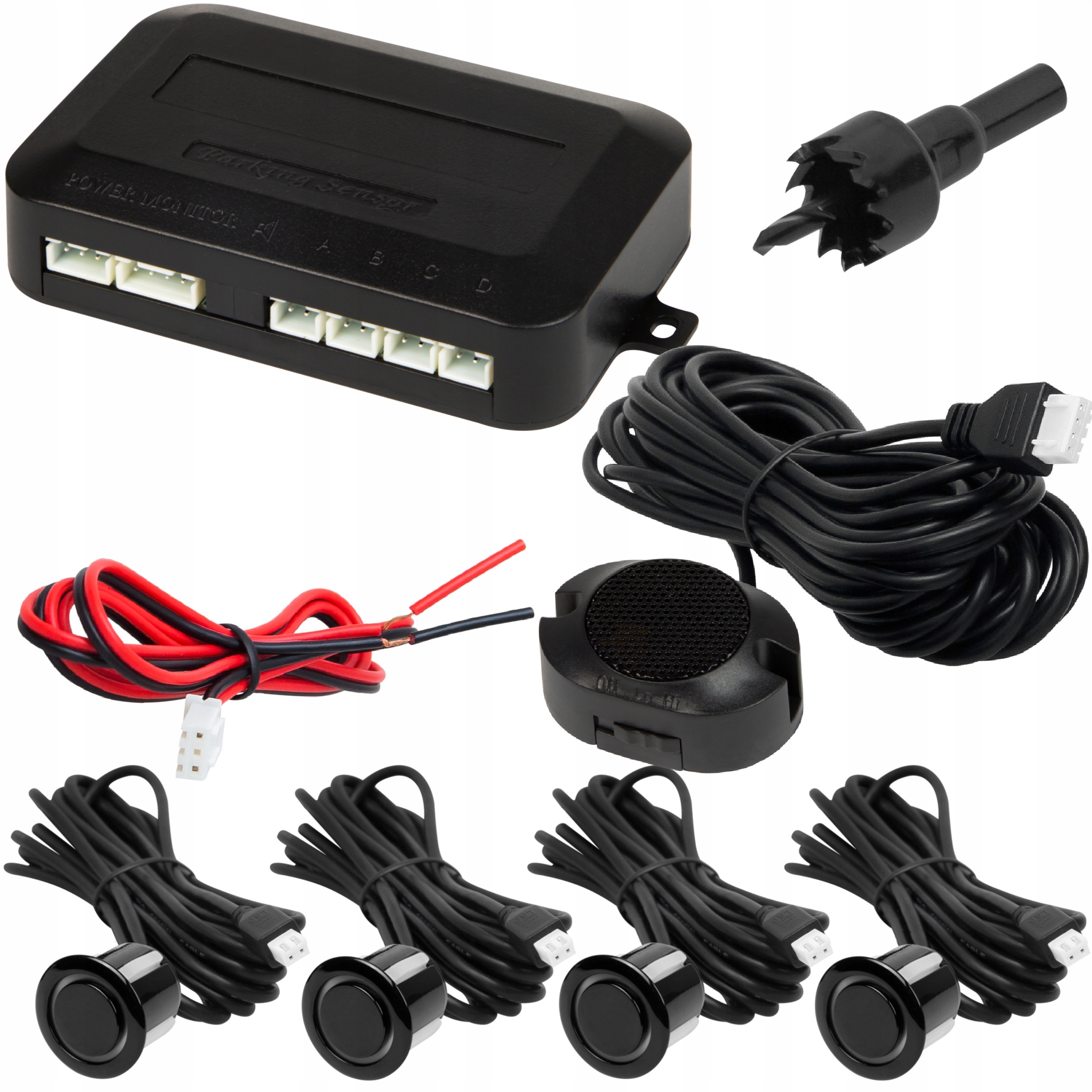 Czujniki Parkowania Cofania Buzzer Głośnik Przód Tył Zestaw 4x Sensor 19mm