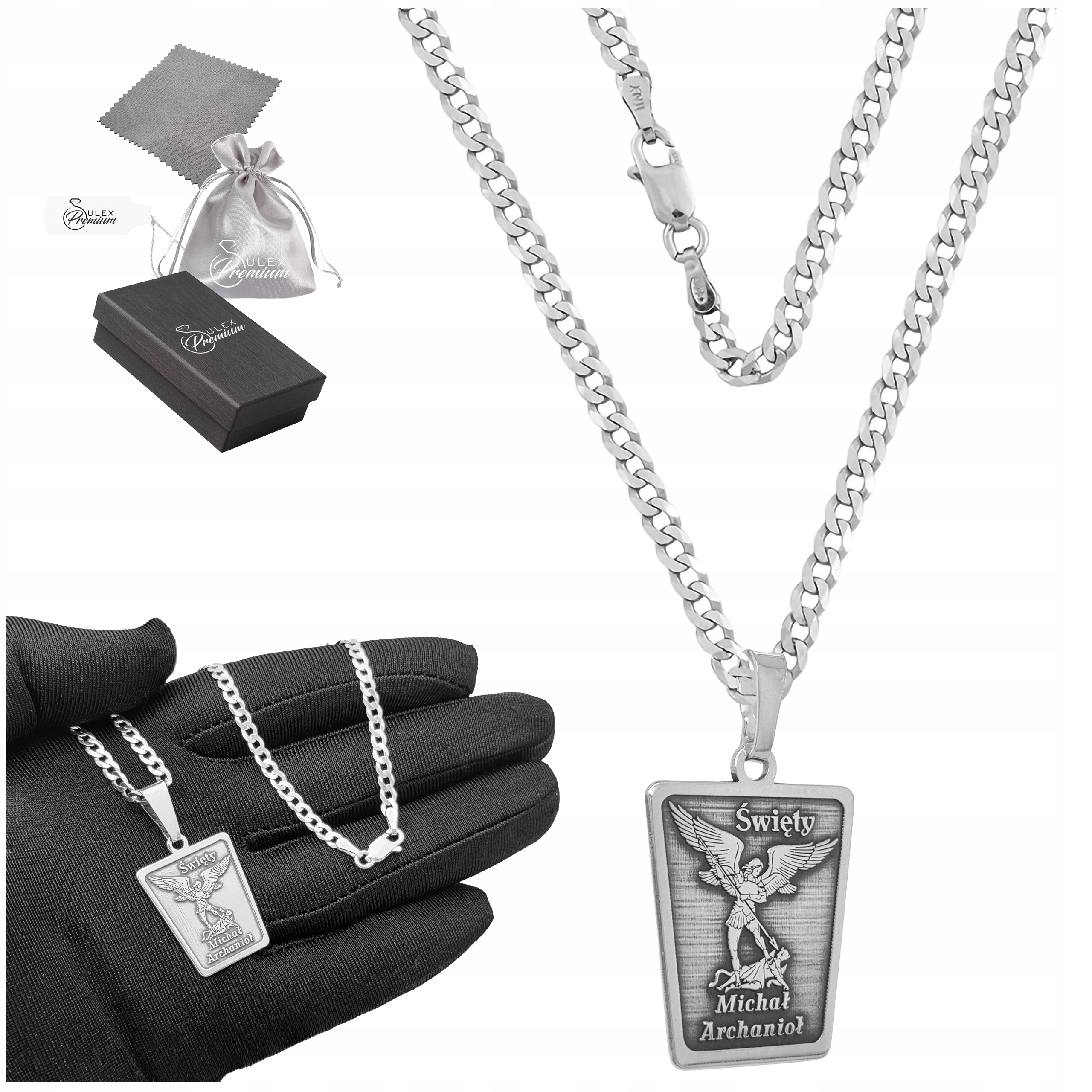 Náhrdelník Stříbro O Ryzosti 925 Svatý Michael Archanděl Splétaný Pancíř 45 cm
