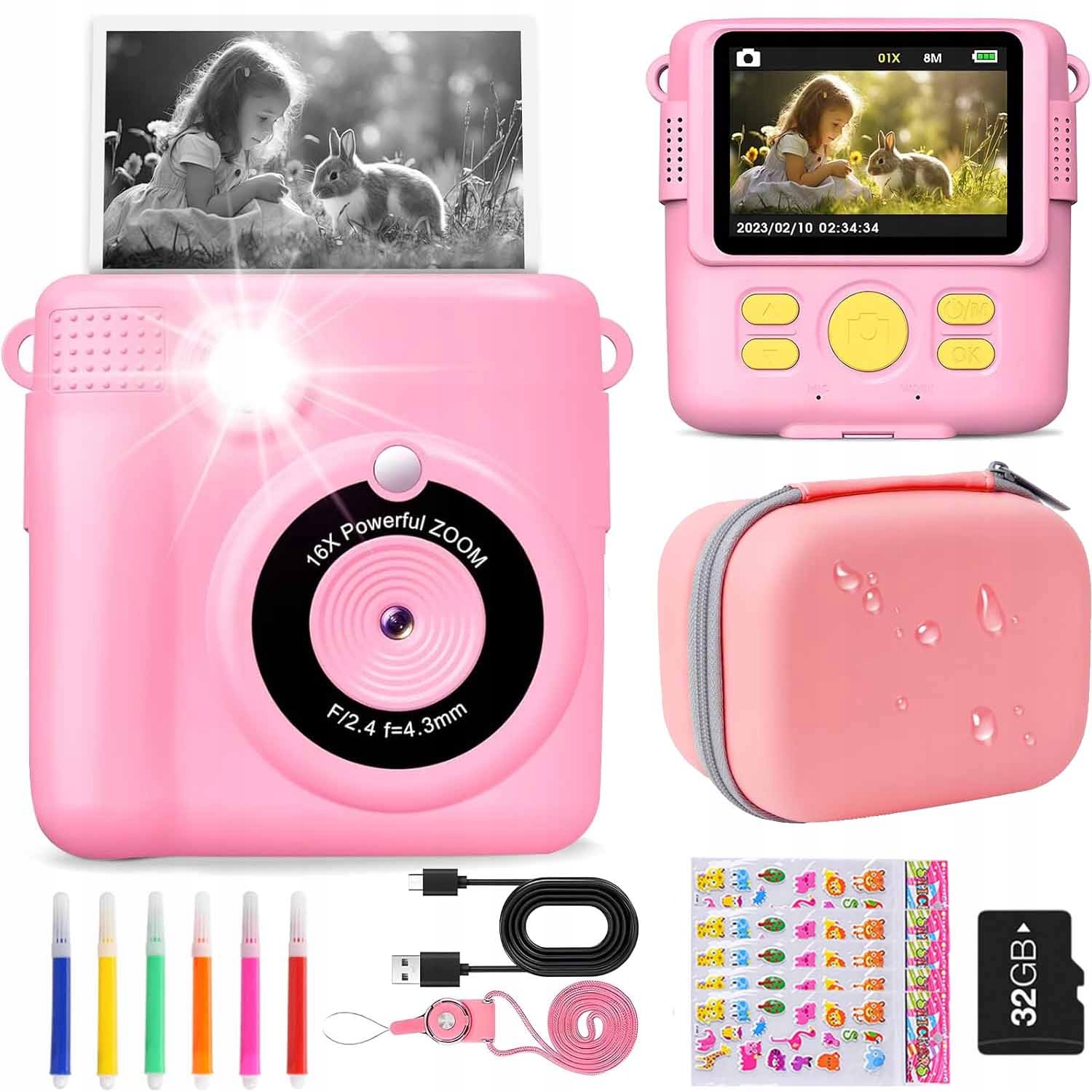 Instantní Tiskový Fotoaparát Kamera Termální Tiskárna Růžová 3 Rolky