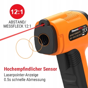 Pirometr ThermoPro TP30, termometr na podczerwień, laserowy miernik temp... Model TP30