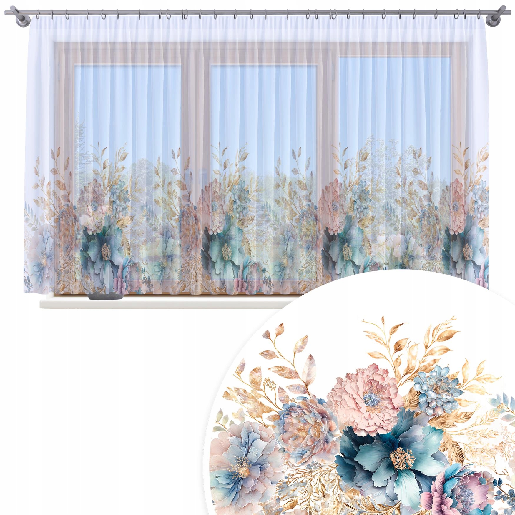 Hotová Záclona Voál 500X150 Barvený Vzor Na Žabky Záclonové Pásky 150