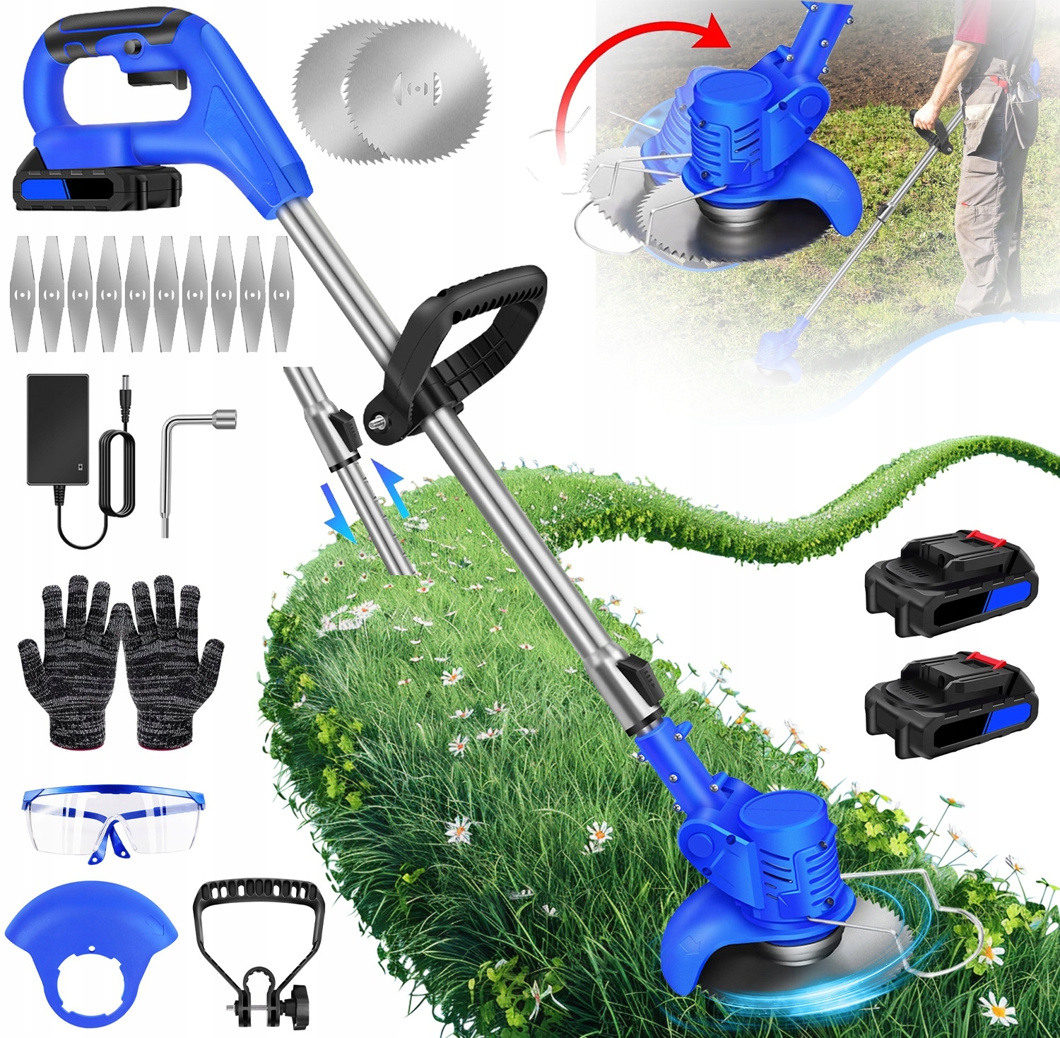 Aku Vyžínač Elektrický Křovinořez Křovinořez Na Trávy Výkonný 2XAKU