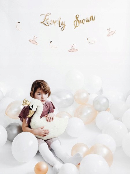 MASKOTKA PLUSZOWA ŁABĘDŹ DEKORACJA URODZINY Długość poduszki 34 cm