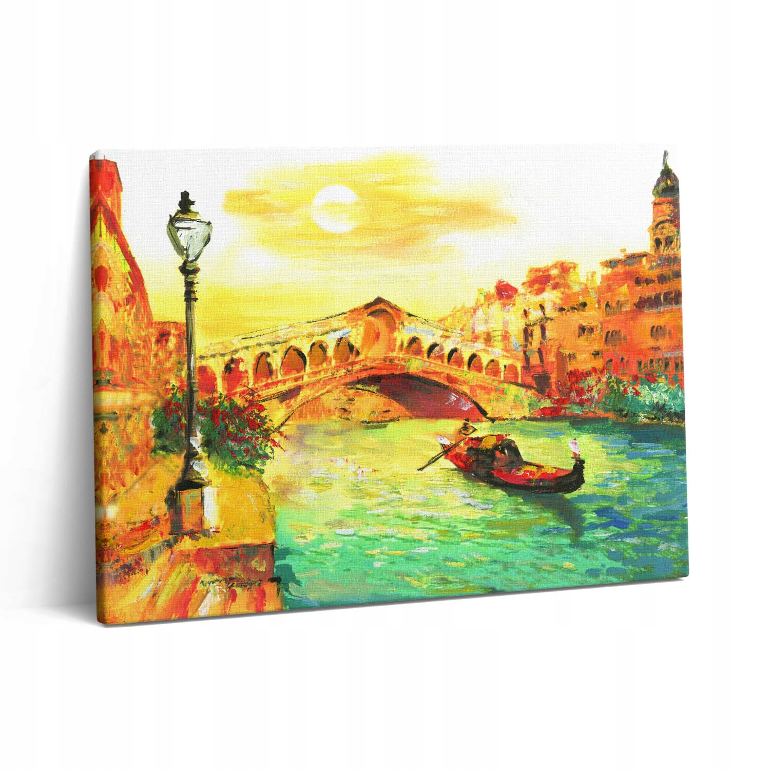 Obraz Canvas Klasické plátno do předsíně Benátky Gondola a most Rialto