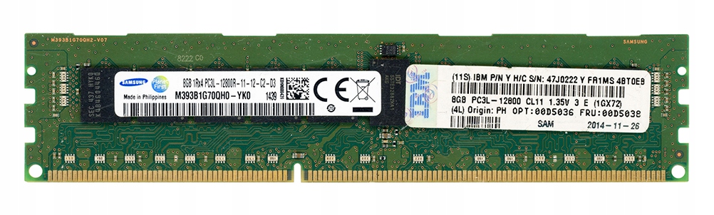 Ibm 00D5038 47J0222 8GB DDR3 M393B1G70QH0-YK0 1600MHz Ecc
