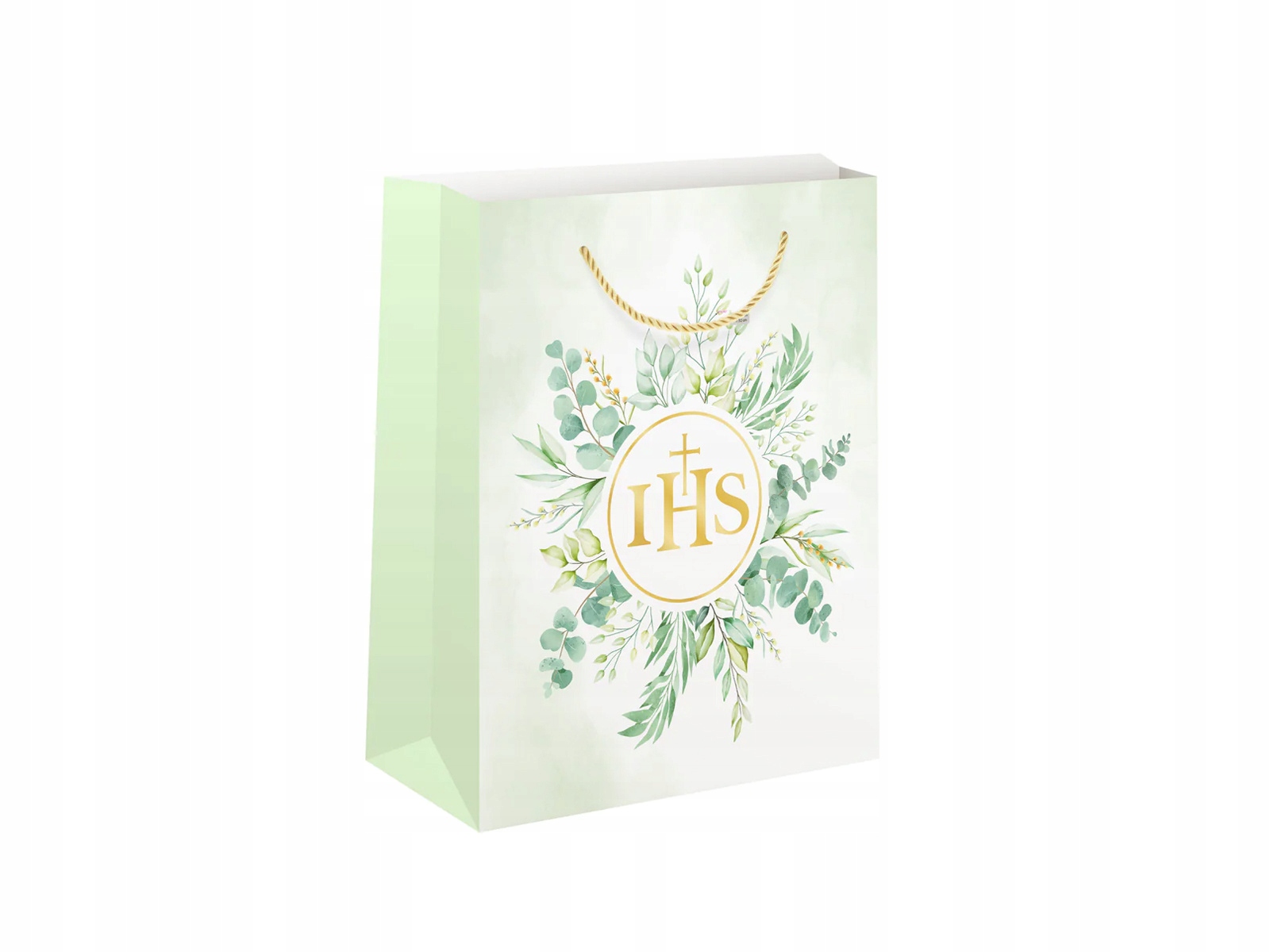 Torebka prezentowa Hostia IHS z listkami na I Komunię Świętą duża Stan opakowania oryginalne