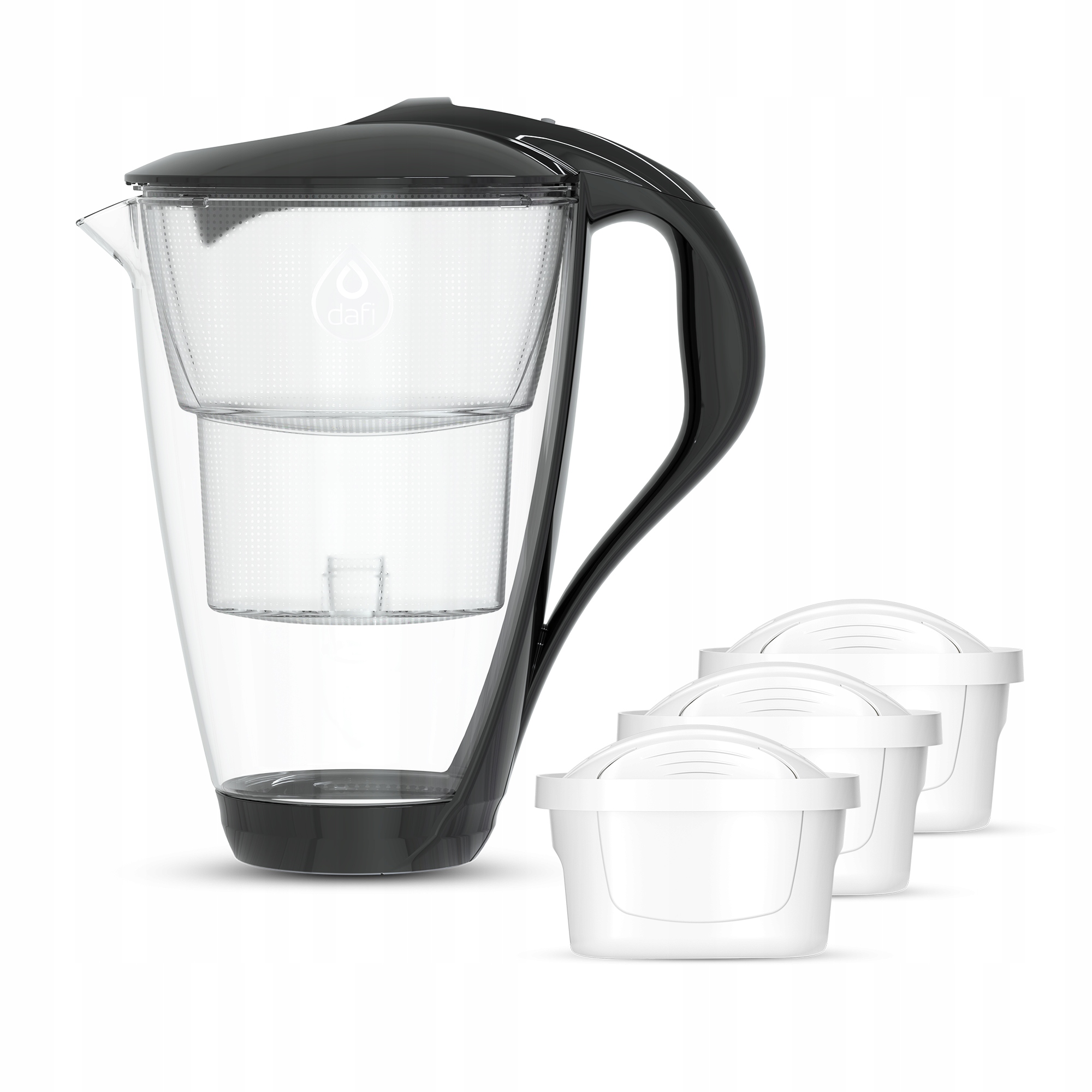 Skleněná filtrační konvice Dafi Crystal Led černá 3 náplně Unimax