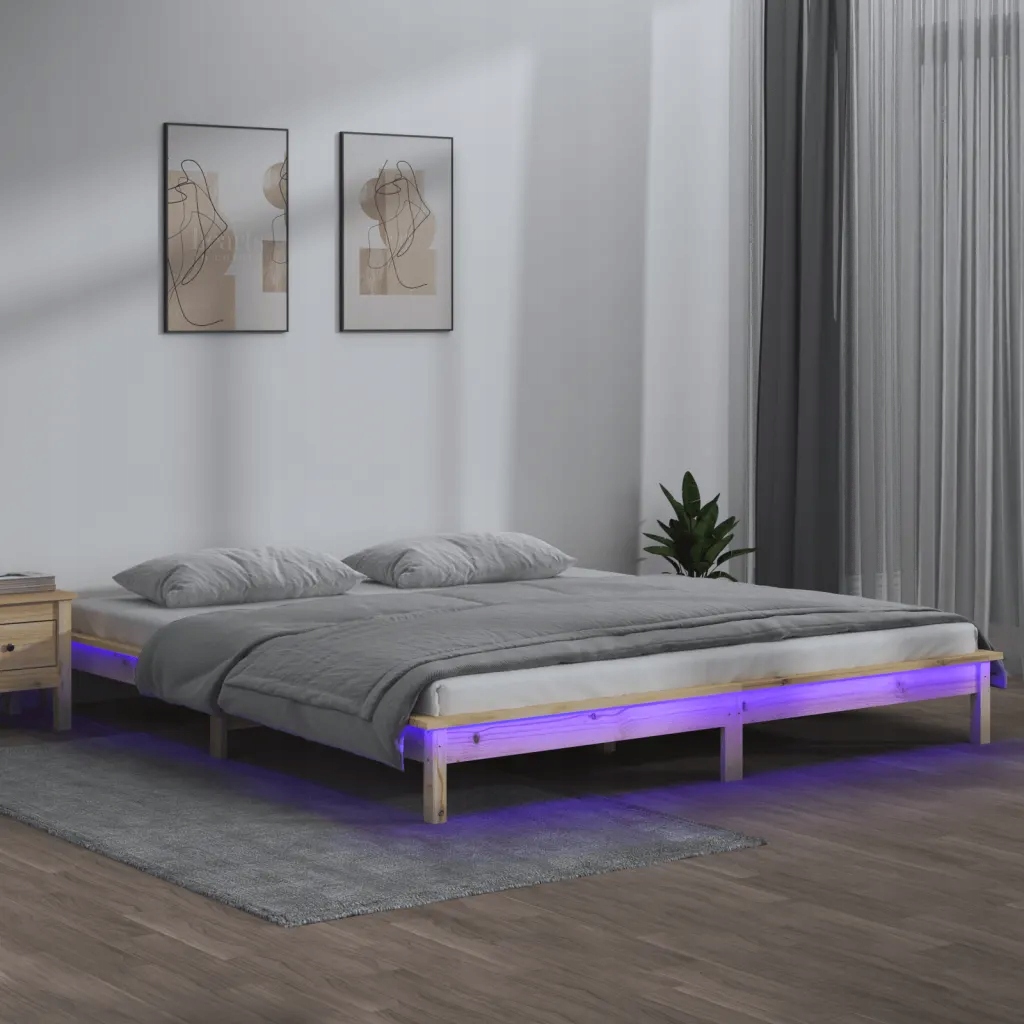 Petrashop Rám postele s Led světlem 150 x 200 cm King Size masivní dřevo H