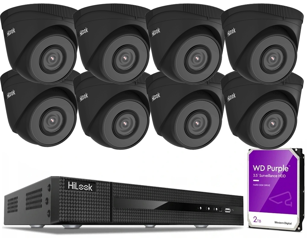 Sada na monitorovanie 8 kamier IPCAM-T5 Black 5Mpx HiLook rekordér 2TB