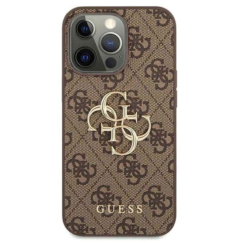 Etui Guess 4G Big Metal Logo na iPhone 14 Pro brązowe Guess