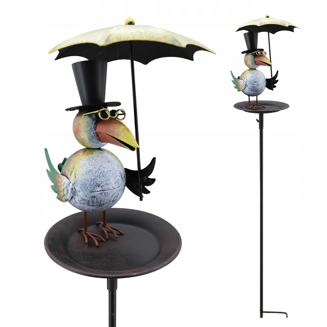Poidełko ogrodowe z kolorowym ptakiem i parasolką 137 cm Karmnik Poidło