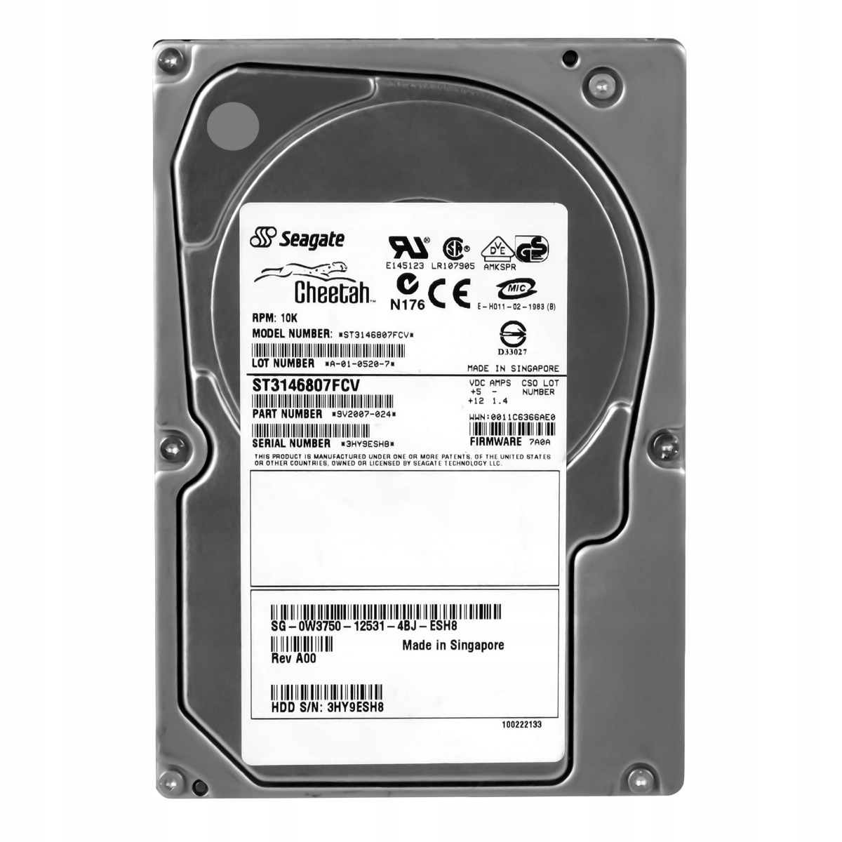 Dell 0W3750 146GB 10K 8MB Fc 3.5'' ST3146807FCV