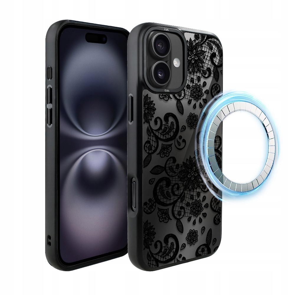 Pouzdro pro iPhone 16 Ibizu DropGuard Matt s MagSafe, krajková černá barva
