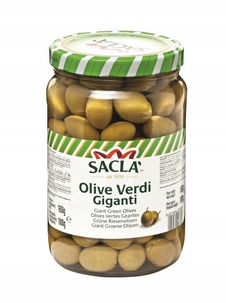 Zelené olivy velké v nálevu celé 1.65 kg Sacla