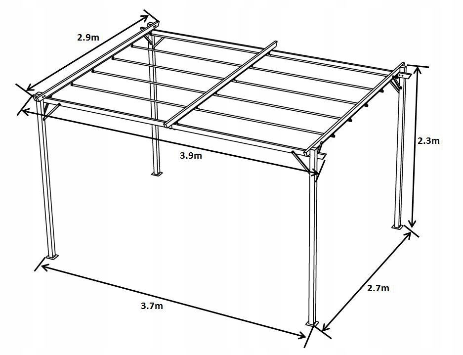 Pergola tarasowa ogrodowa - metalowa - Irda II 3x4m szara Typ wolnostojące