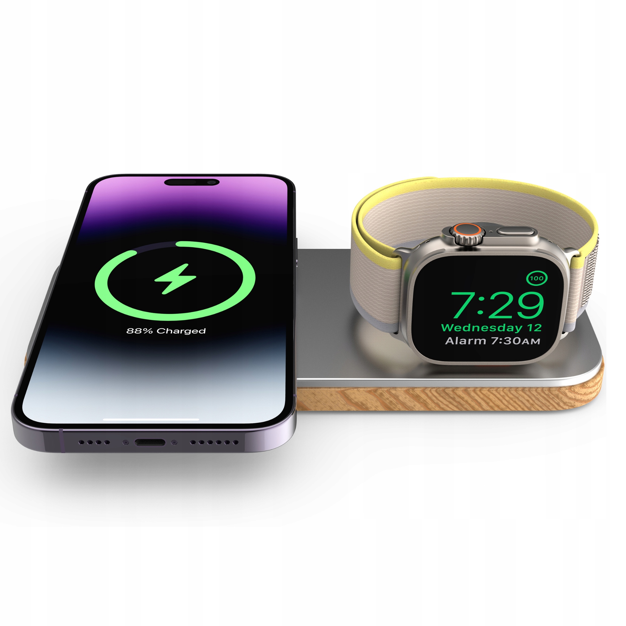 Bezdrátová magnetická nabíječka Cubenest K200 2v1 s Magsafe stříbrná