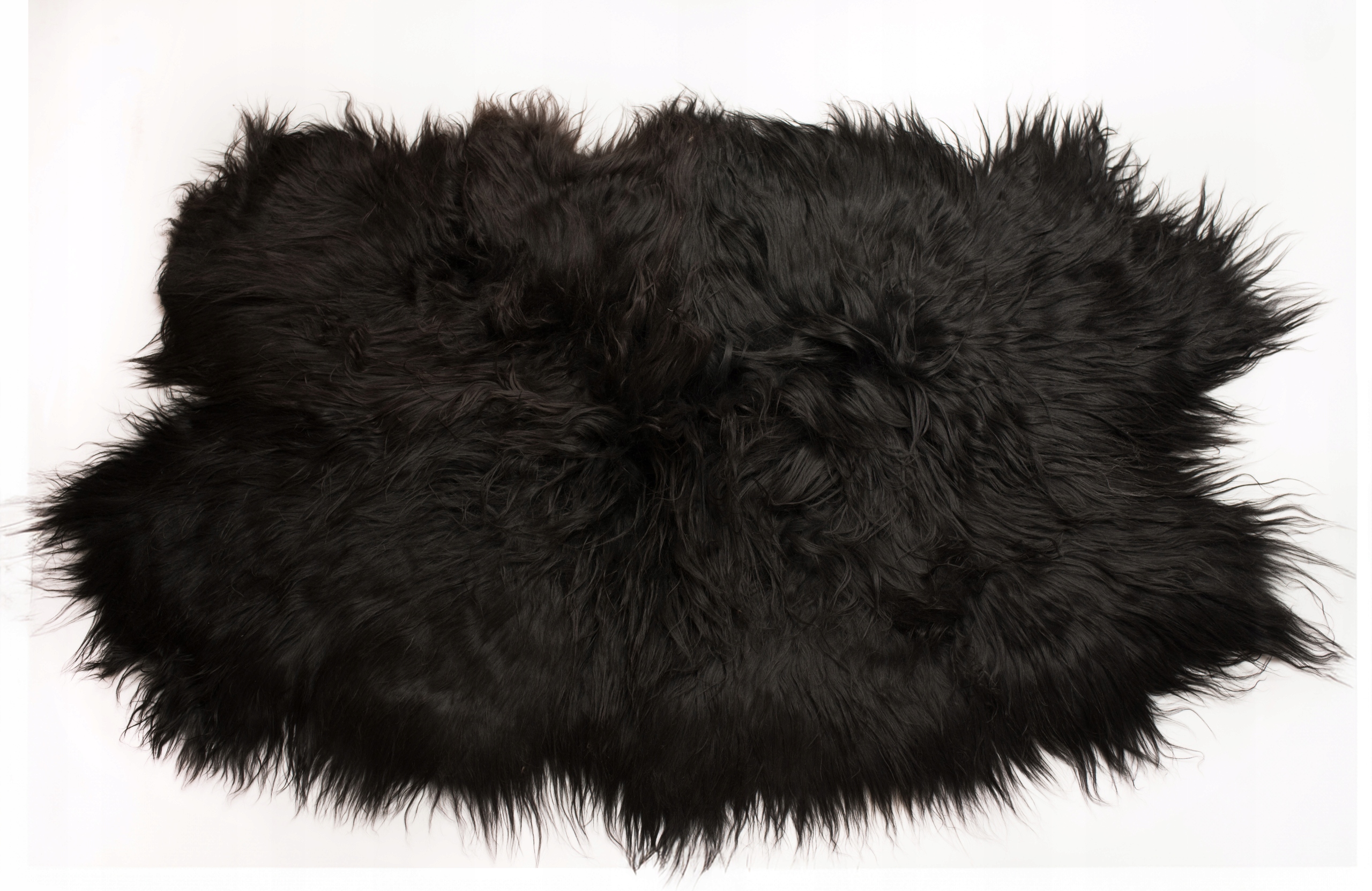 Koberec Kožený Přírodní Eko Přehoz Kožený Černý Dlouhý Vlas