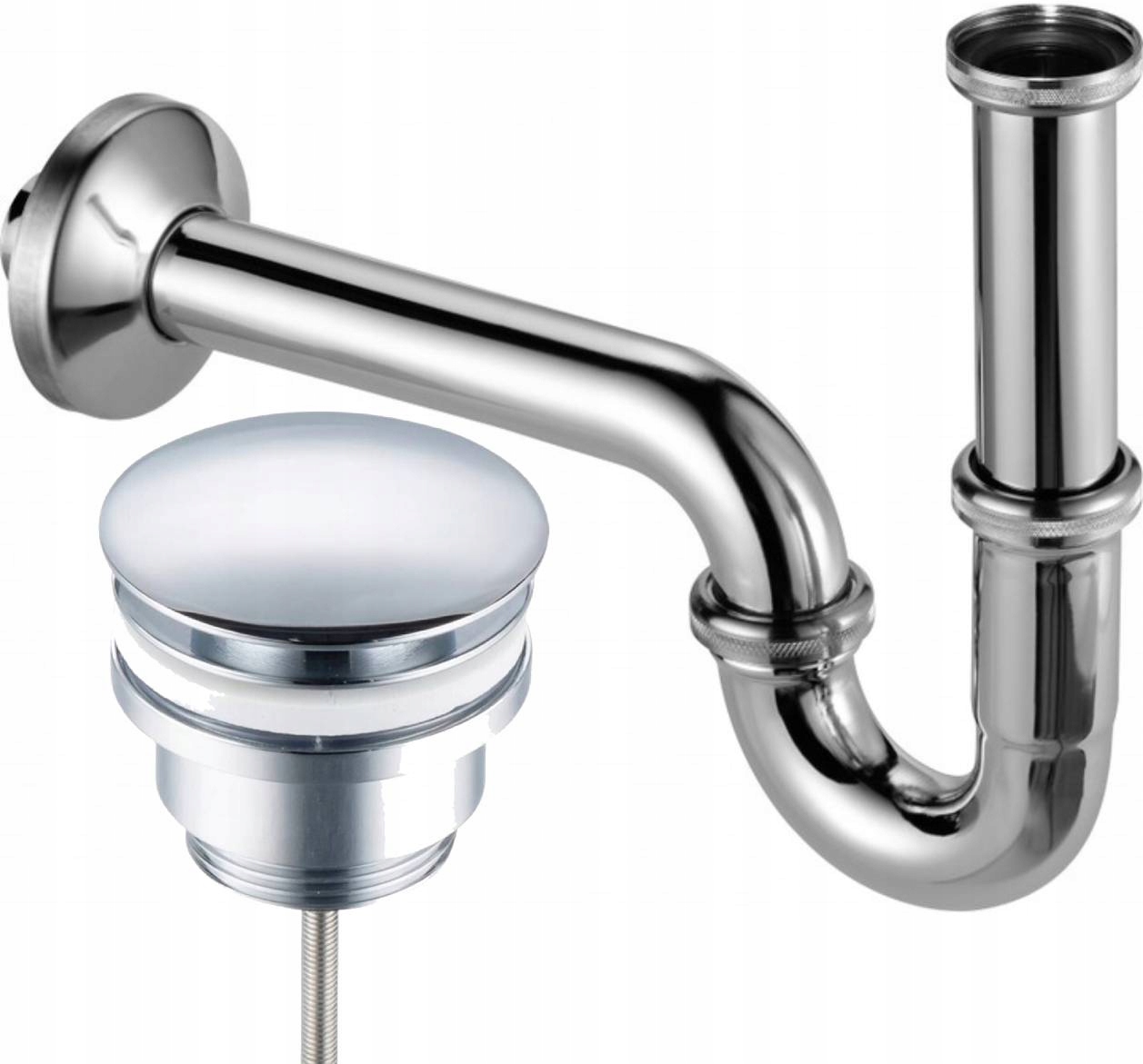 Syfon do umywalki okrągły + korek chrom REGULOWANY