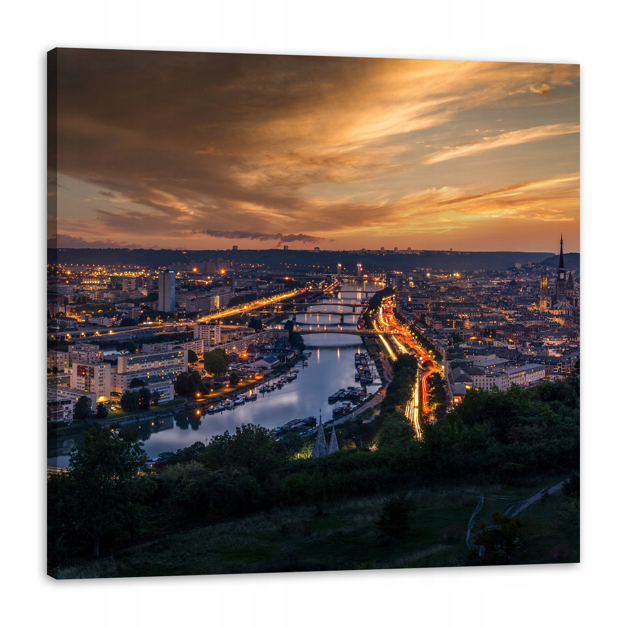 Obraz Canvas Architektura Rouen večer 80x80 cm